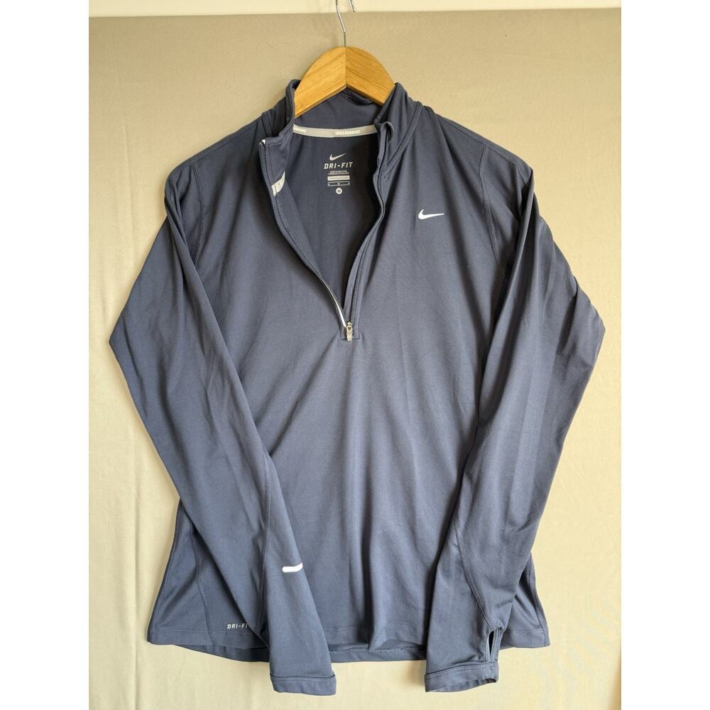 Nike Dri-FIT 1/4 Zip Pullover Womens Medium Blue Running Top Thumbholes